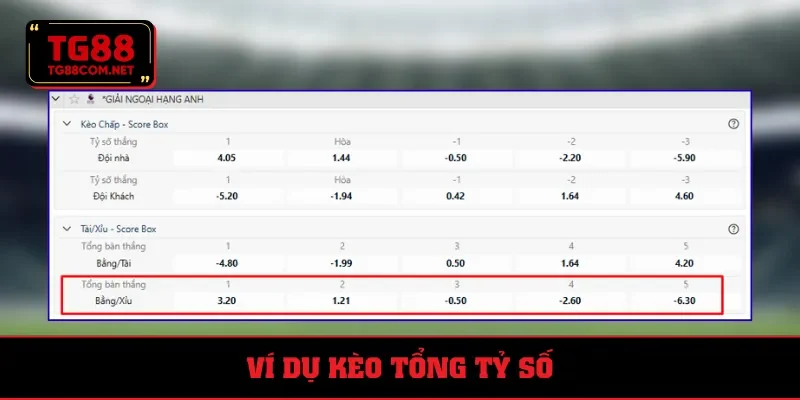 Bảng kèo tổng tỷ số cho trận Burnley vs Newcastle